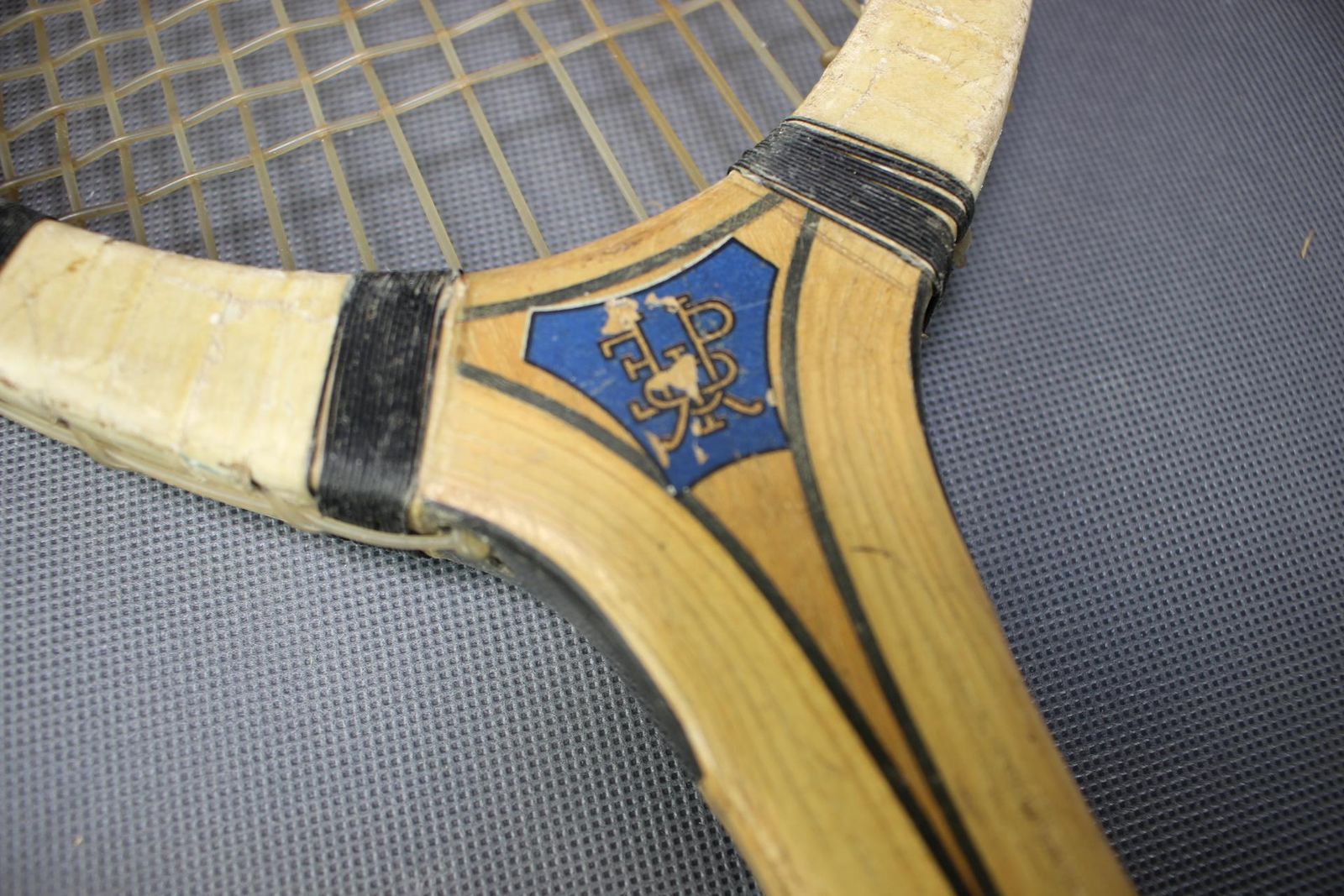 French Prieur Paris Tennis Racket With Original Wooden Press, Circa 1930s–1950s photo Home Decor