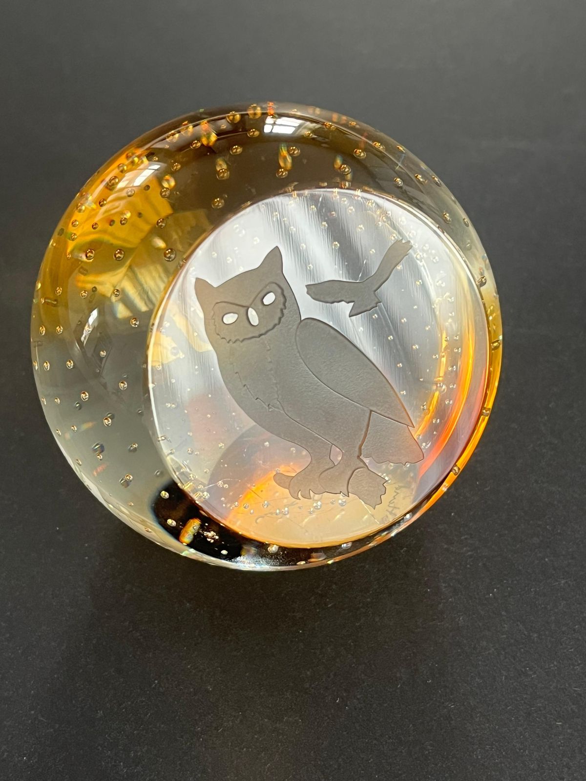Caithness Glass Paperweight. Wise Old Owls, Scotland Circa 1980s photo Home Decor