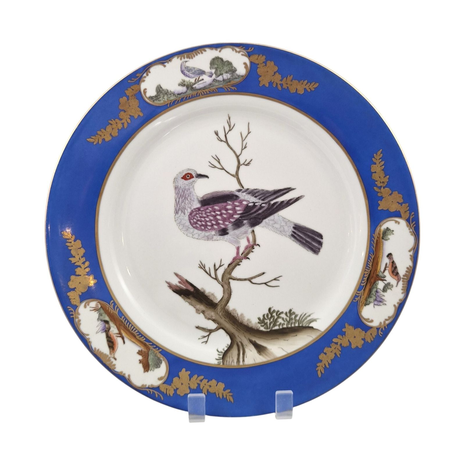 Chelsea House Royal Blue Bird Display Plates, Set Of Four, C.1980s photo 650.0