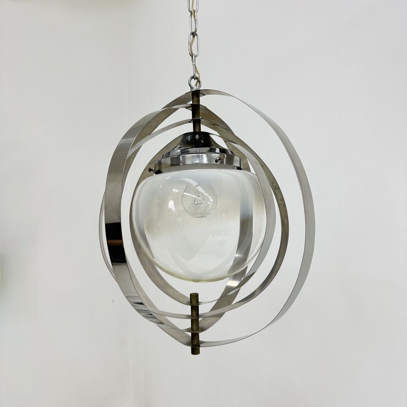 Mid-Century glazen bol hanglamp, Space Age design, jaren 1970, Italië photo vintage