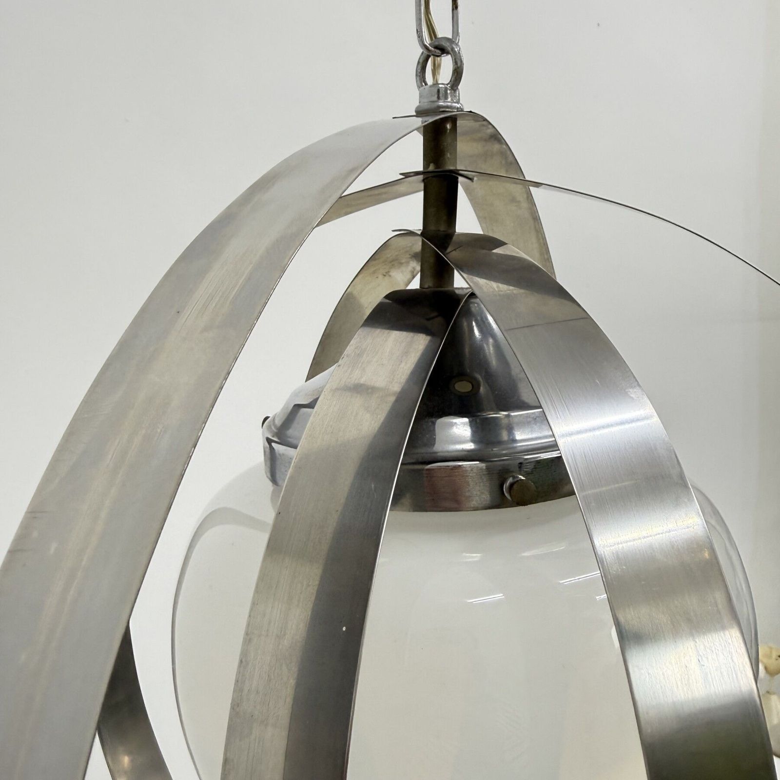 photo furniture Mid Century Glass Sphere Hanging Pendant Glass Lamp Design 1970’s Space Age Italy