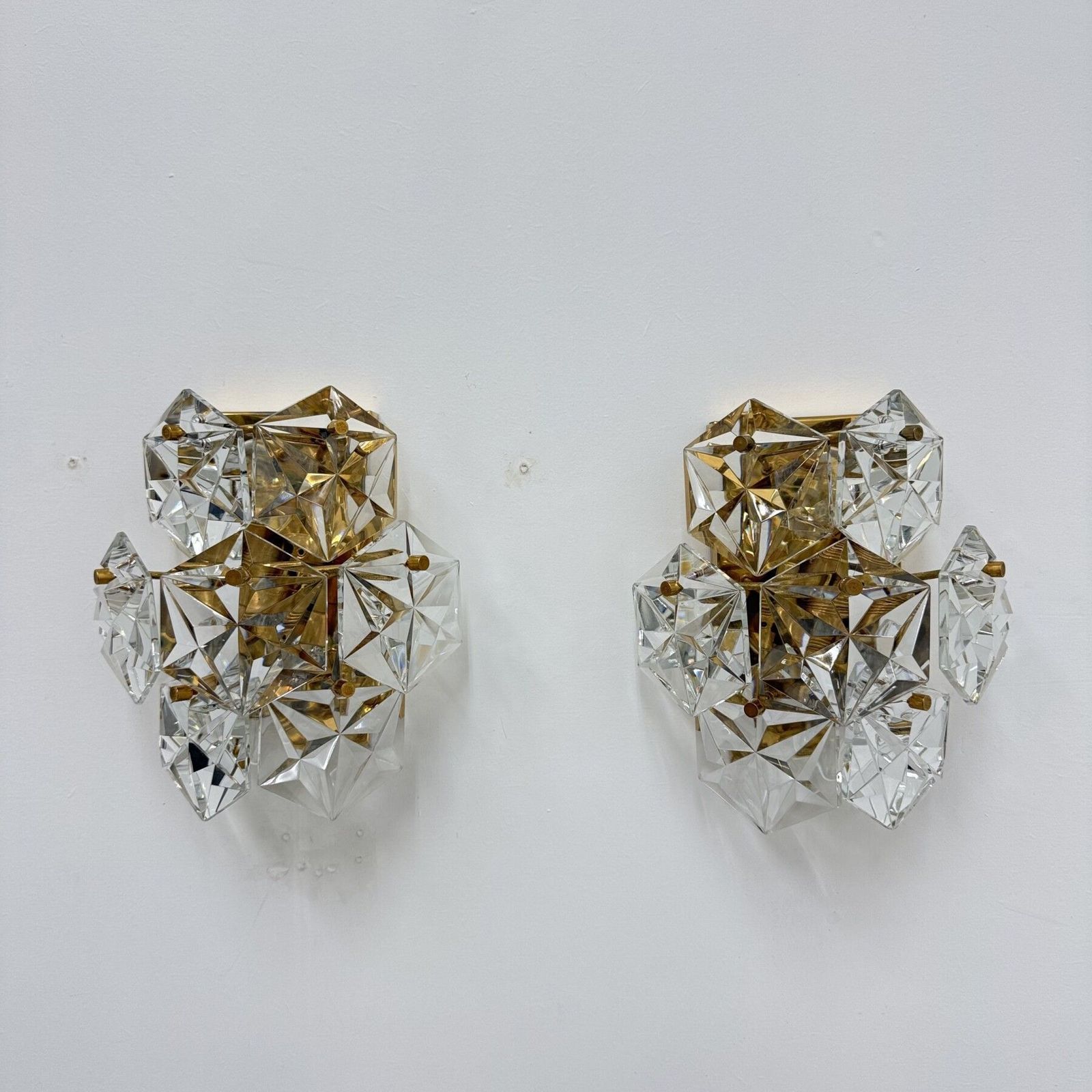 Mid Century Pair Of Crystal Sconce By Kinkeldey , Germany , 1970s photo for sale