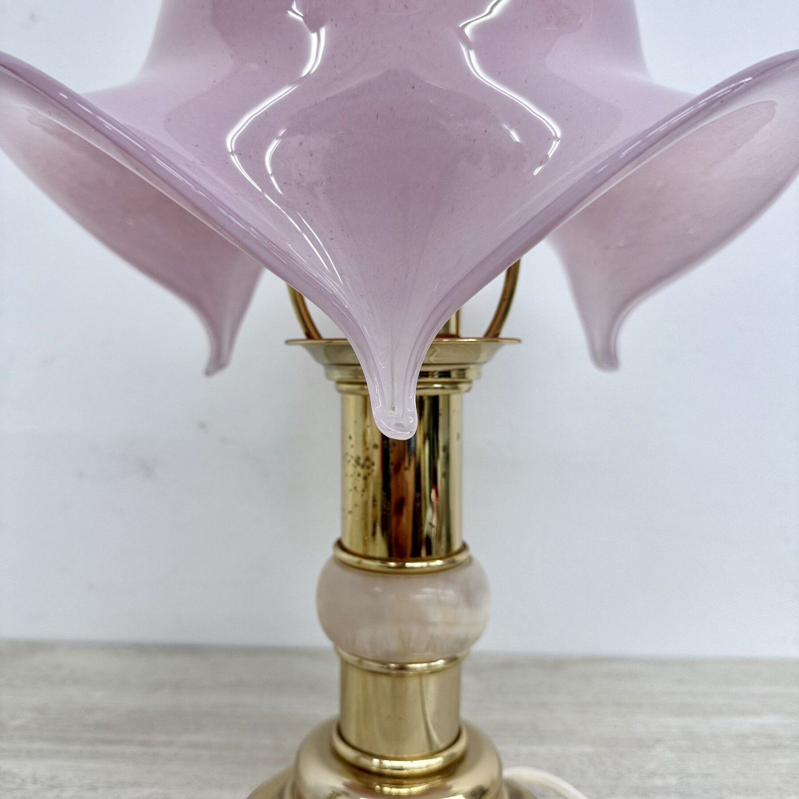Set van 2 roze Murano glazen tafellampen met albast detail, jaren 1970 photo 696.0