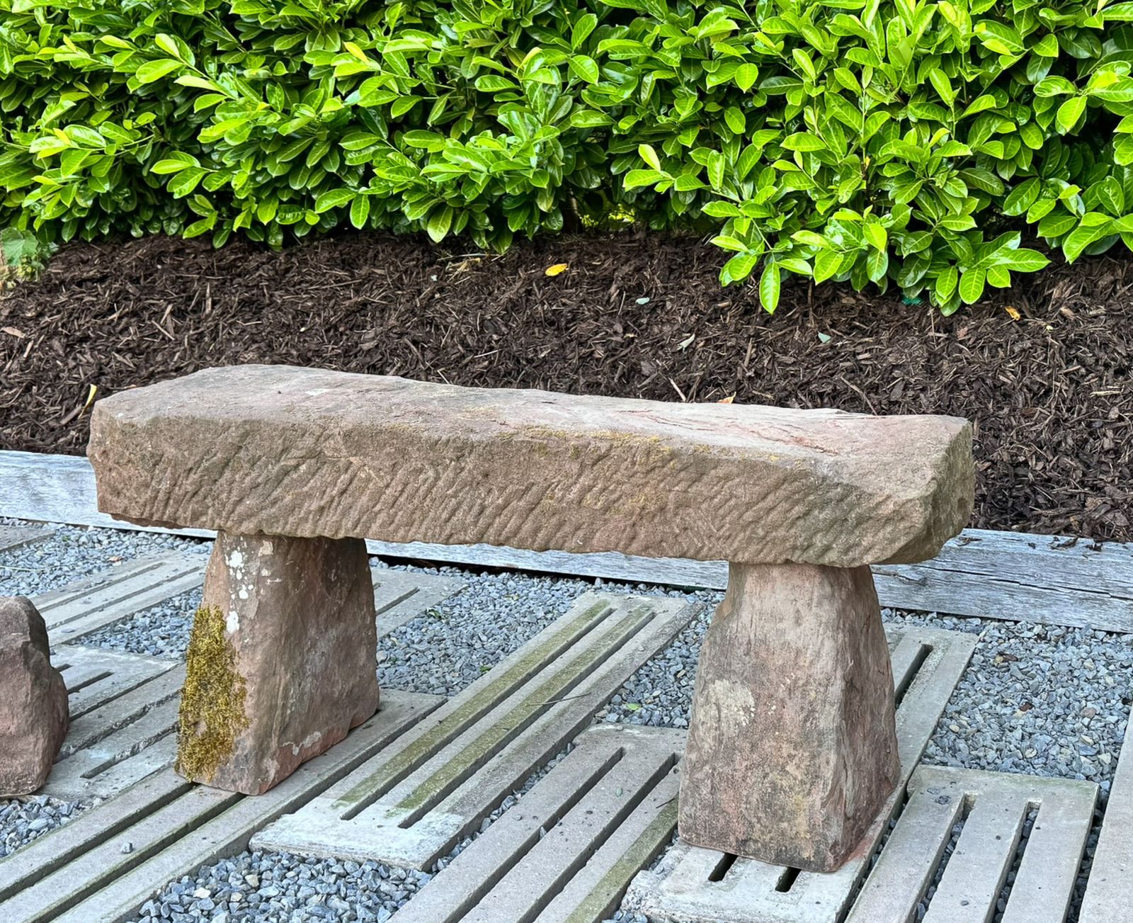 photo furniture Large Reclaimed Red Sandstone Garden Bench Seat, Circa 1860