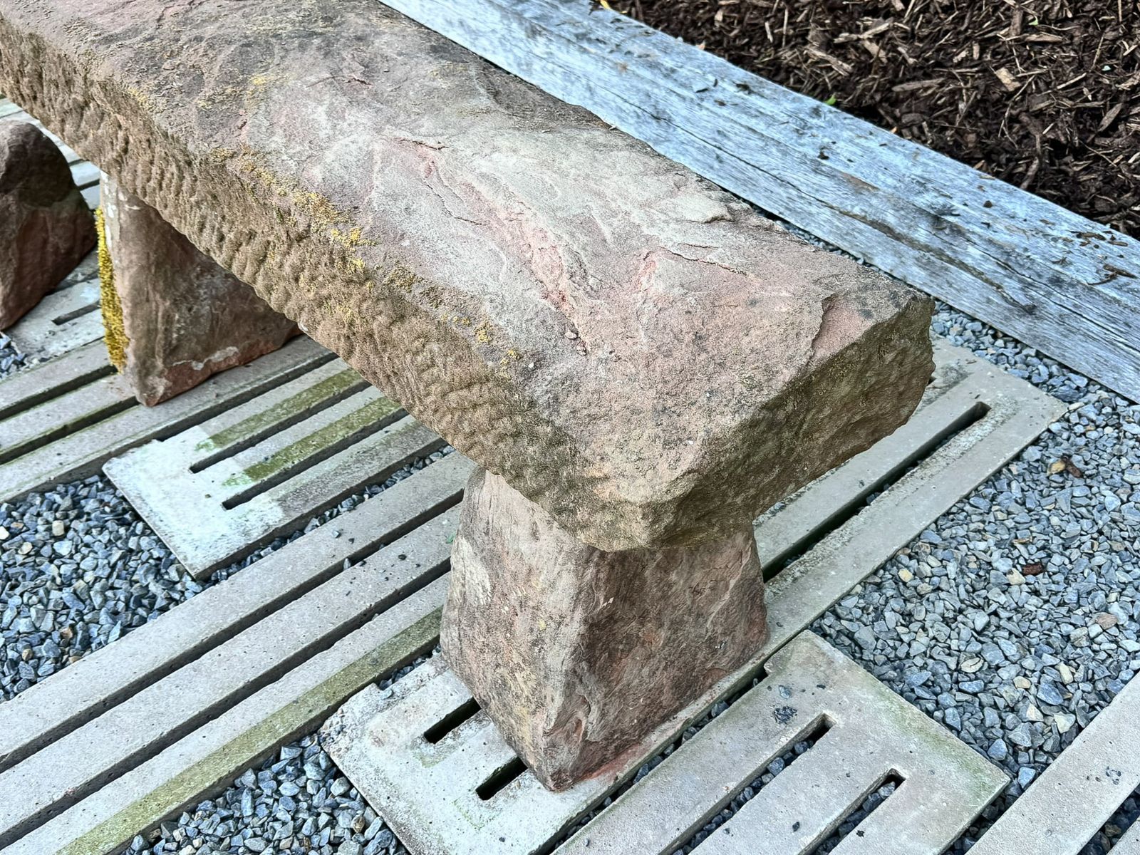 photo for sale Large Reclaimed Red Sandstone Garden Bench Seat, Circa 1860