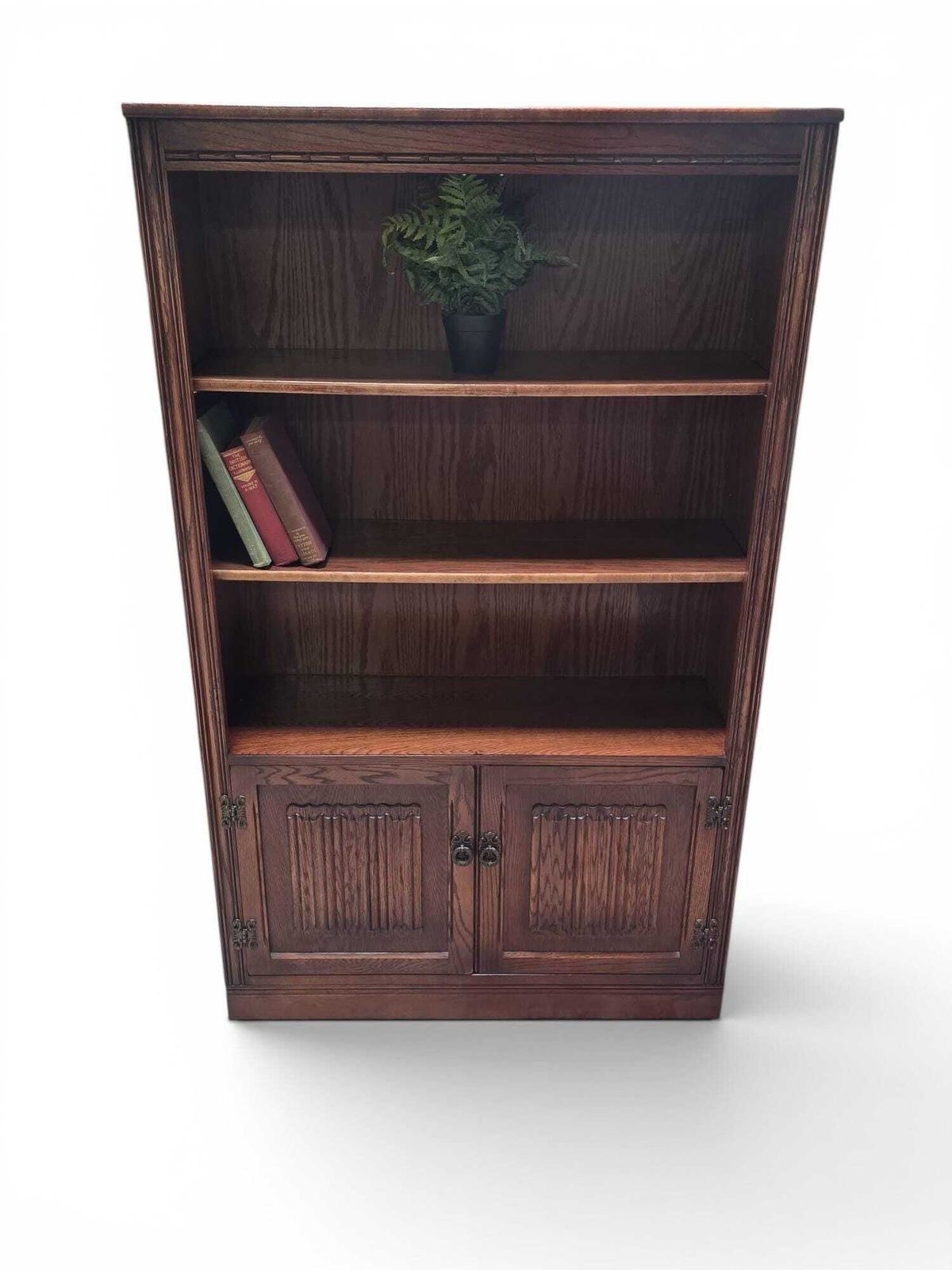 Vintage Old Charm Wood Bros / Open Oak Bookcase / Cupboard Base / C1970 photo Furniture