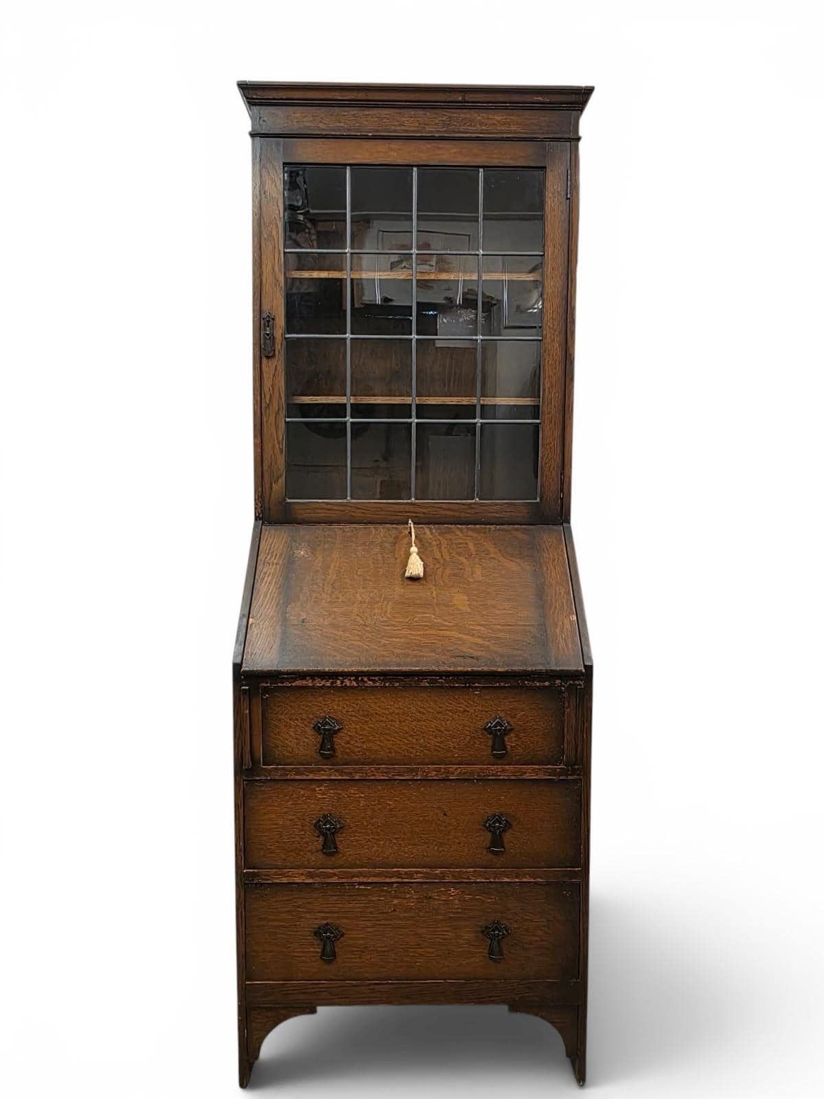 Antique Oak Bureau Bookcase By C.W.S. / C1920
