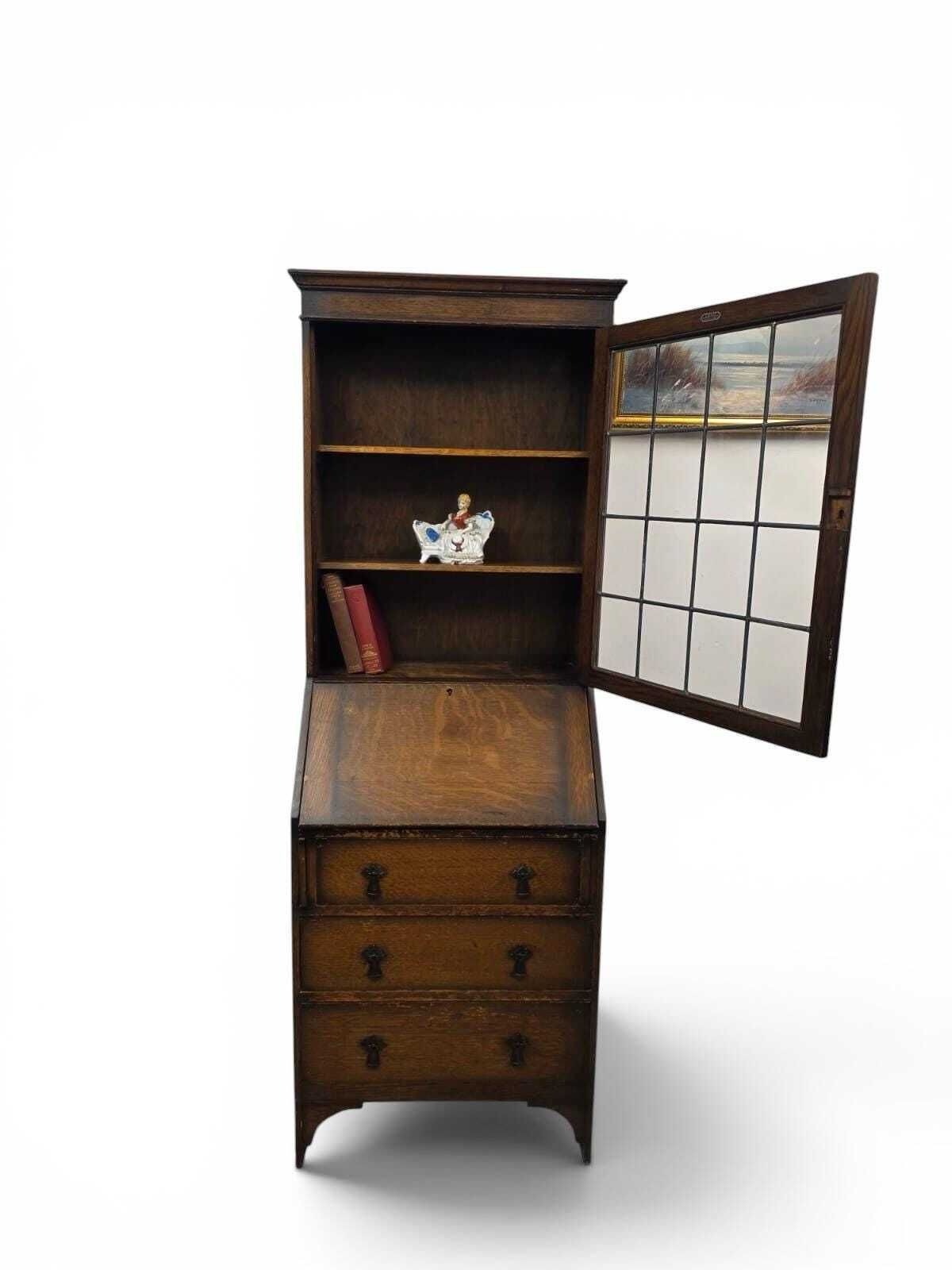 Antique Oak Bureau Bookcase By C.W.S. / C1920 photo buy