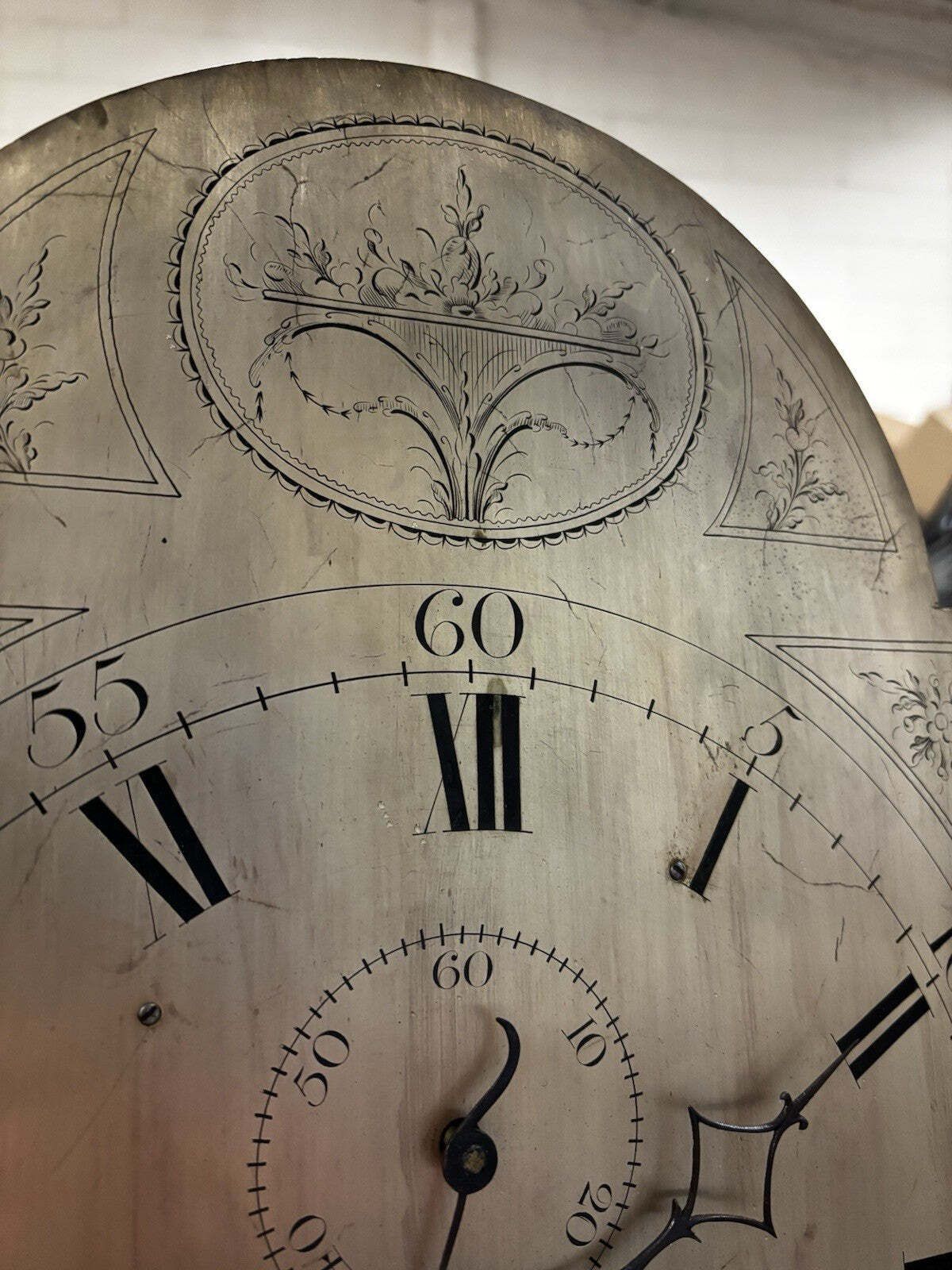 Georgian Mahogany Longcase Clock, Silvered Dial. 8 Day photo vintage