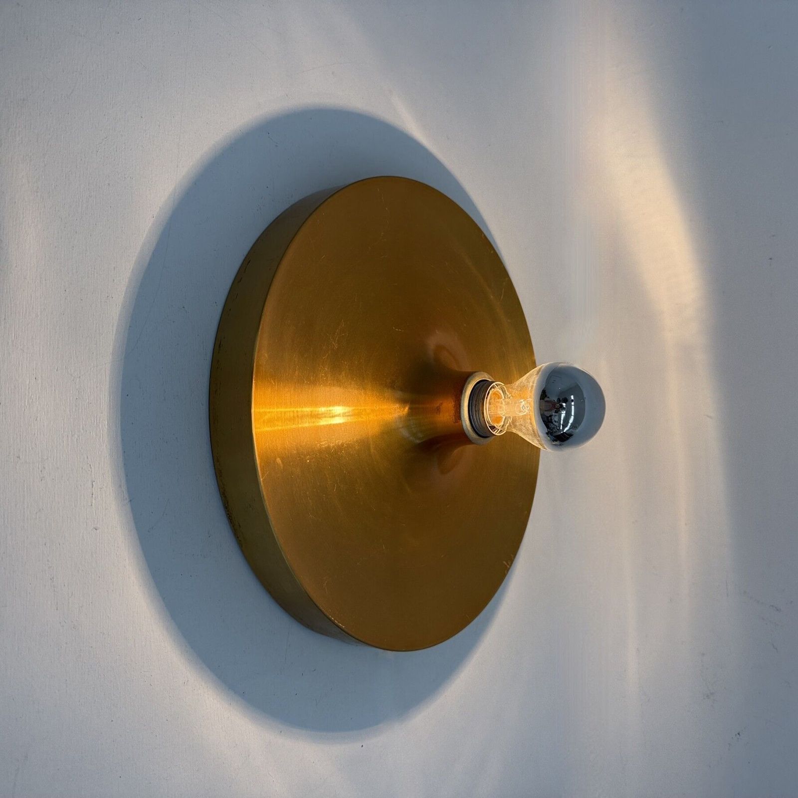 Vintage Rose Gold Disc Wall Lamp Sconce , 1970s Germany photo furniture