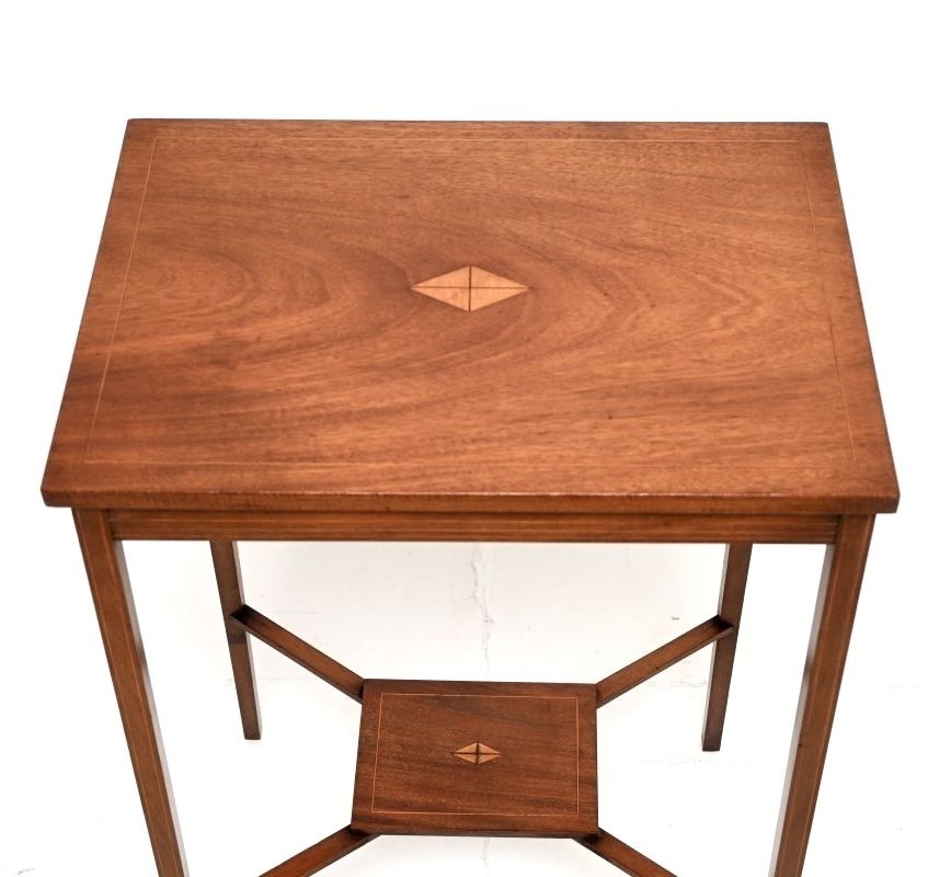 Antique Edwardian Inlaid Mahogany Side Table photo 585.0