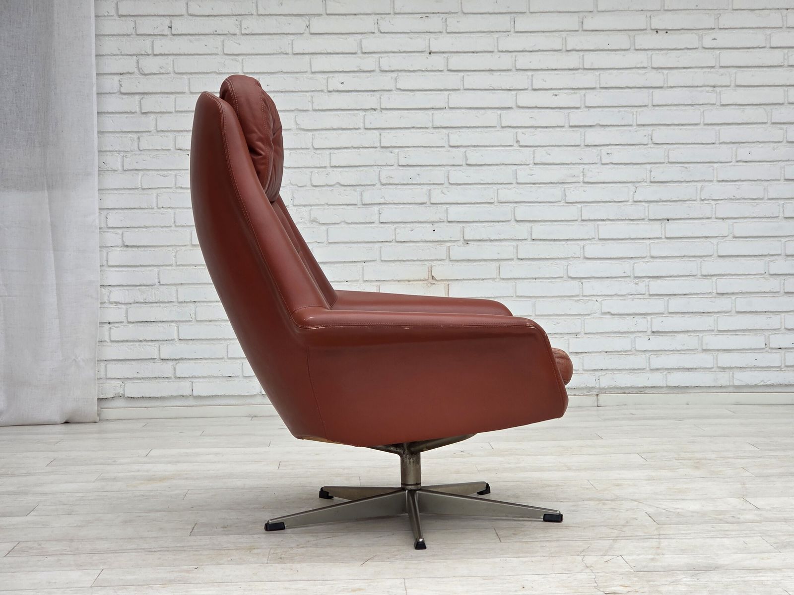 photo for sale 1970s, Danish Design By H.W.Klein, Swivel Armchair, Furniture Leather.