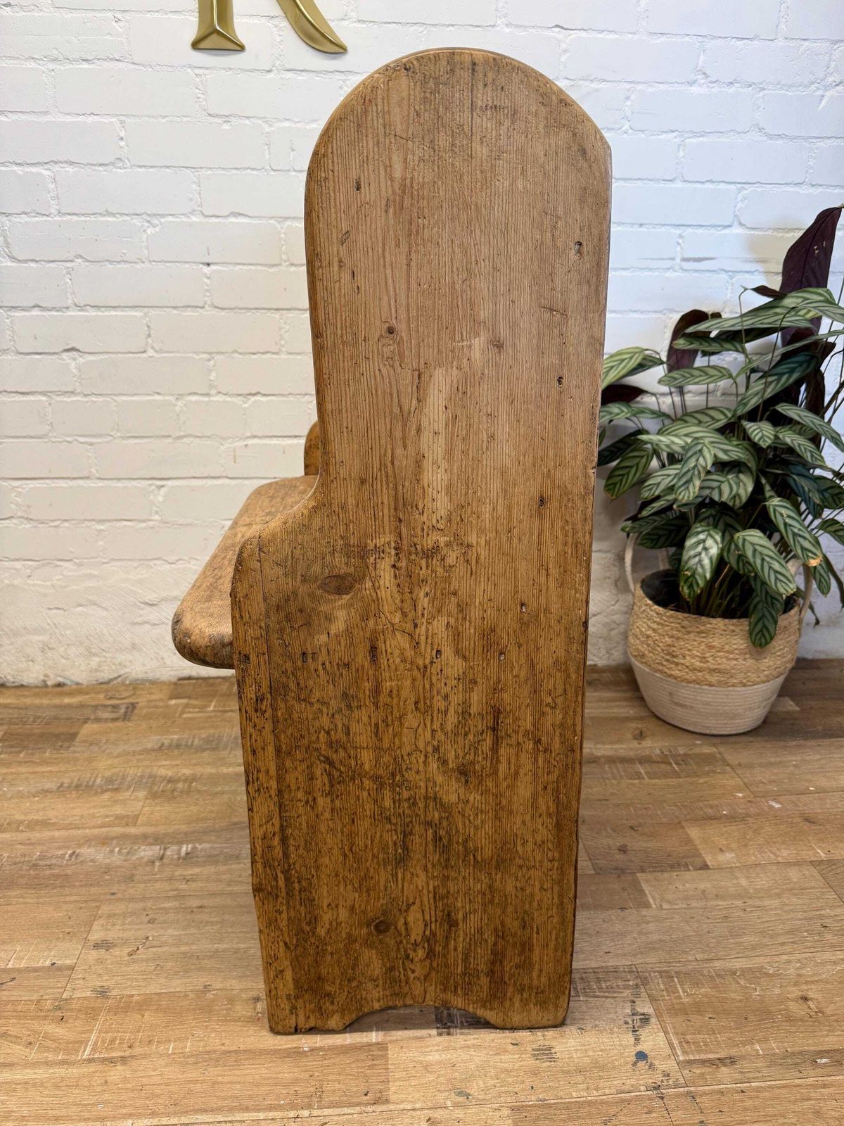 photo for sale Antique Victorian Rustic Pine Settle Bench Single Pew
