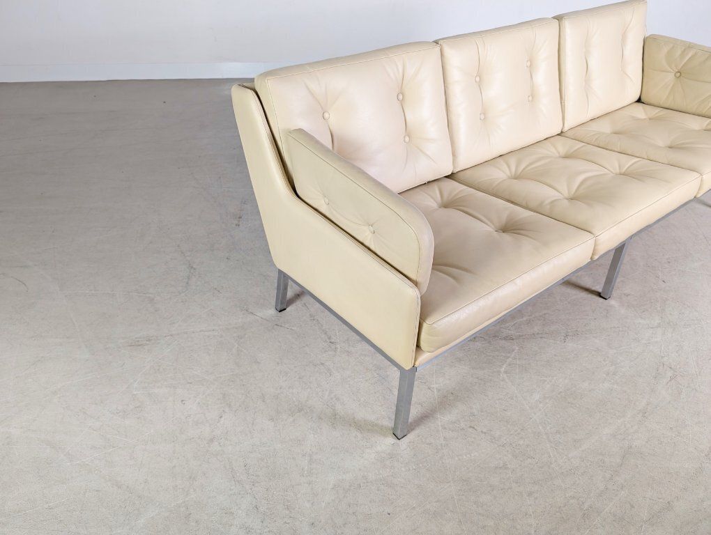 photo furniture Original Roland Rainer Leather Sofa Couch, Wk Wohnen Vienna 1980