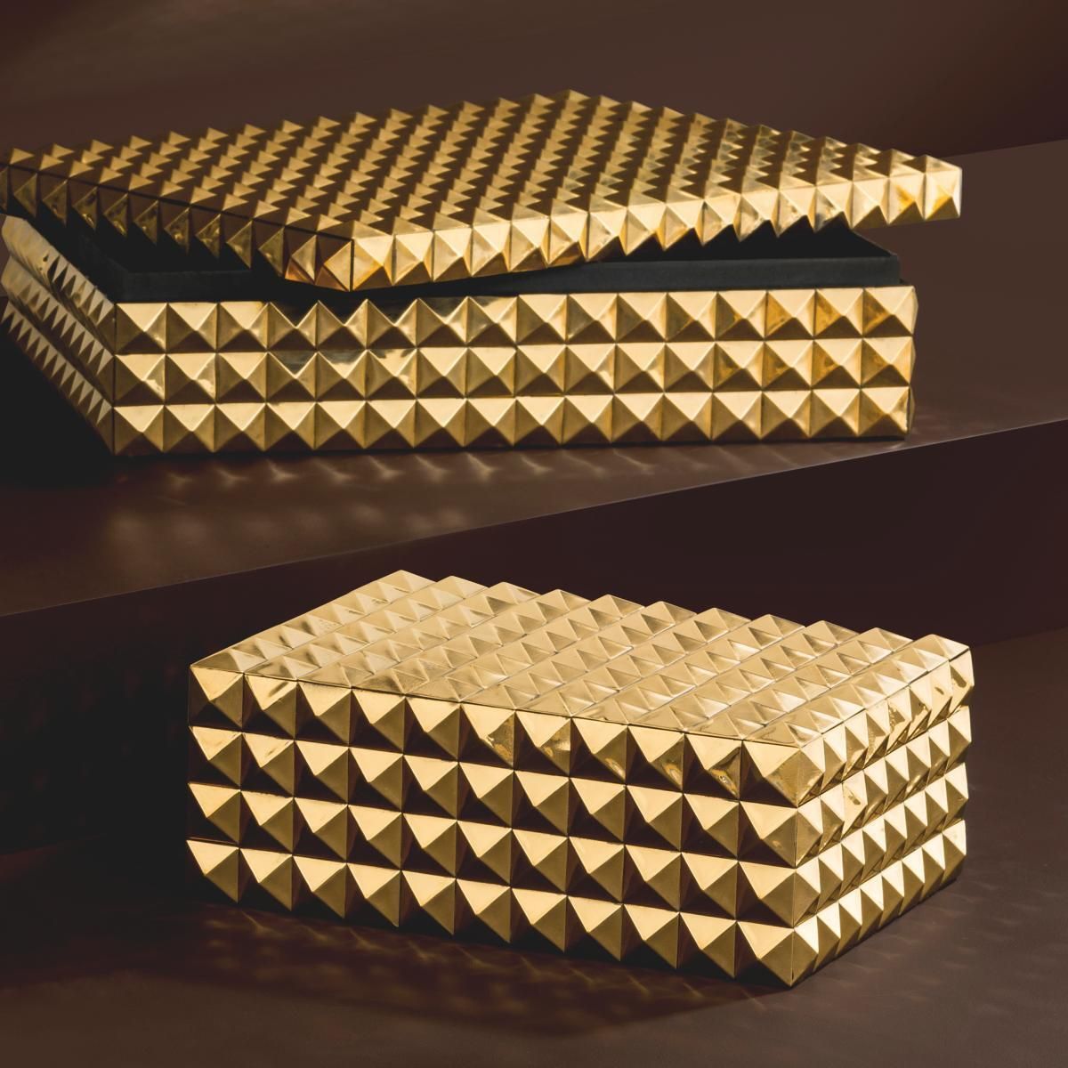 Gold Finish Decorative Box With Designer Style photo Home Decor