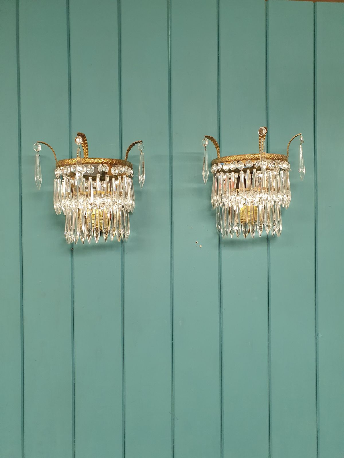 Pair Of Spike Wall Lights Antique