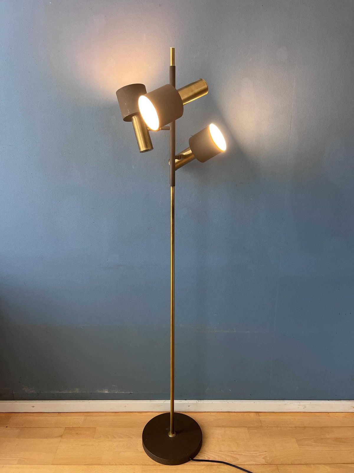 Vintage Dijkstra Space Age Floor Lamp, Brown And Chrome Floor Light photo furniture