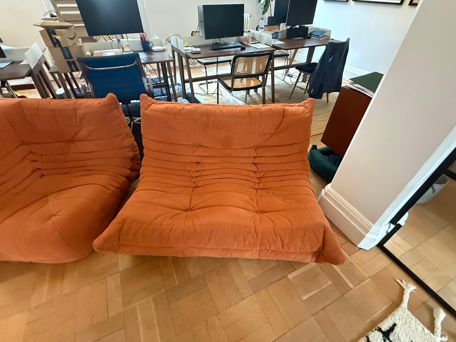 Orange Ligne Roset Togo Set. 2 Seat & Corner Modular Sofa   Excellent Condition photo furniture