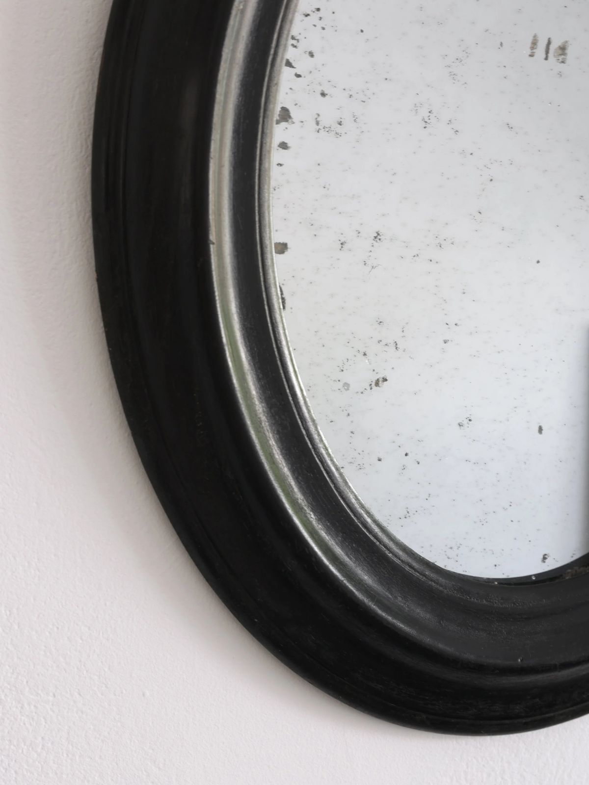 Pair Of Ebonised Oval Mirrors, 1800s photo vinterior