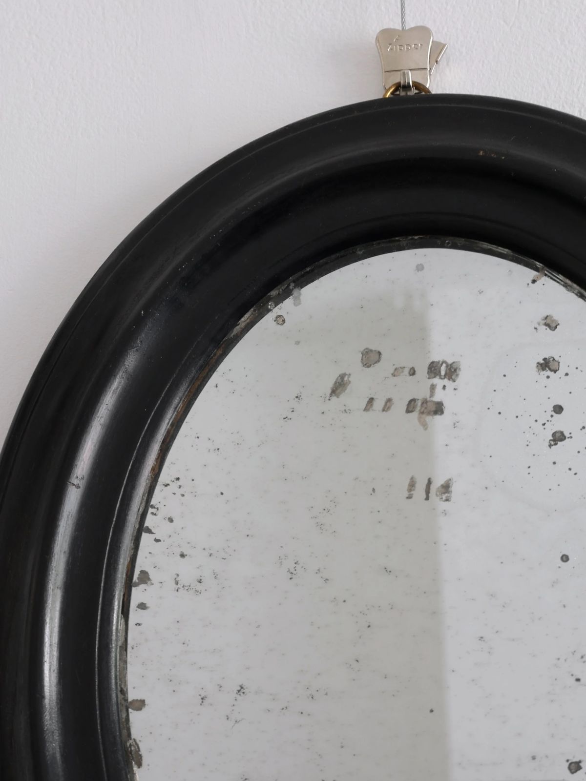 Pair Of Ebonised Oval Mirrors, 1800s photo buy