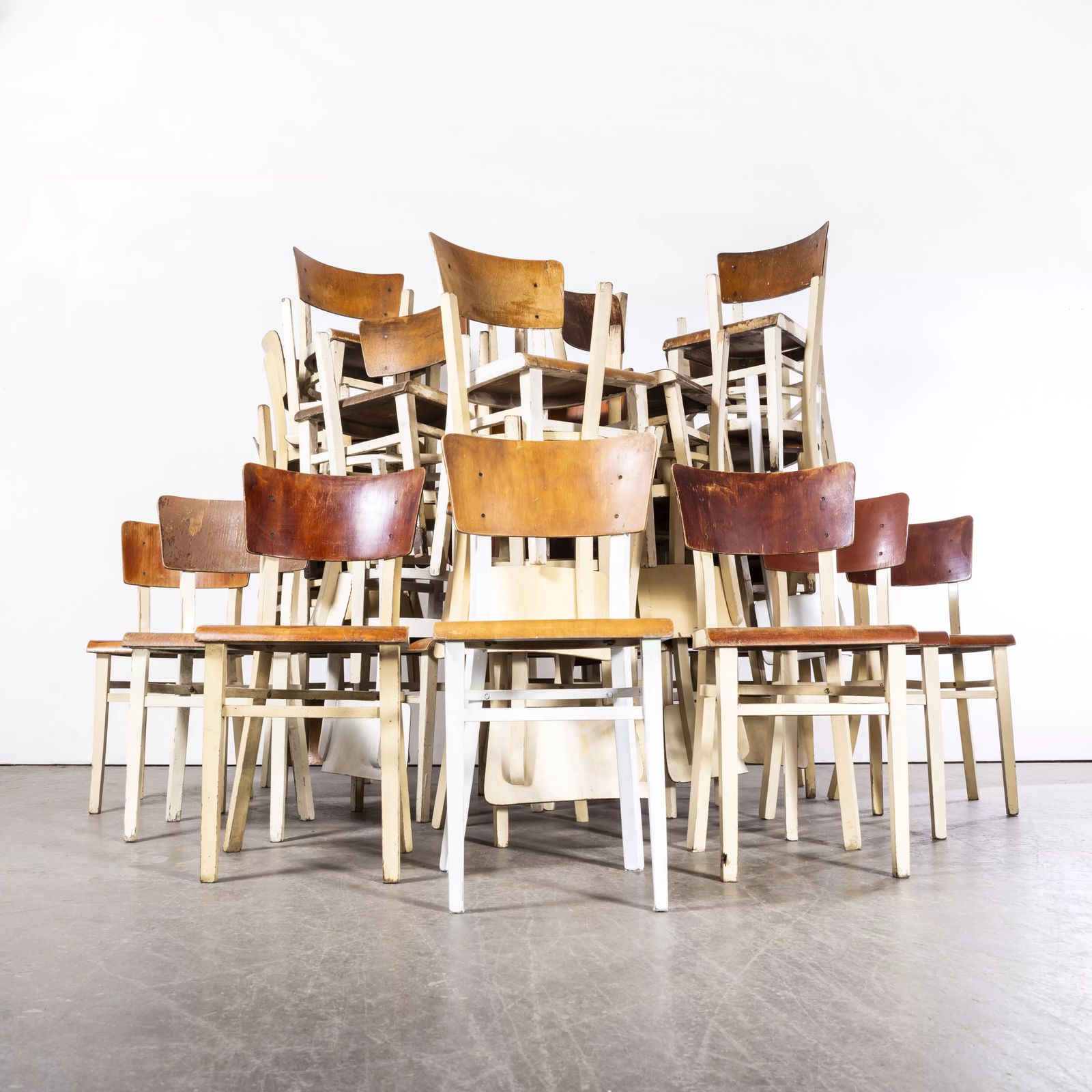 1950's Classic Elegant Bentwood Painted Dining Chair By Ton & Thonet