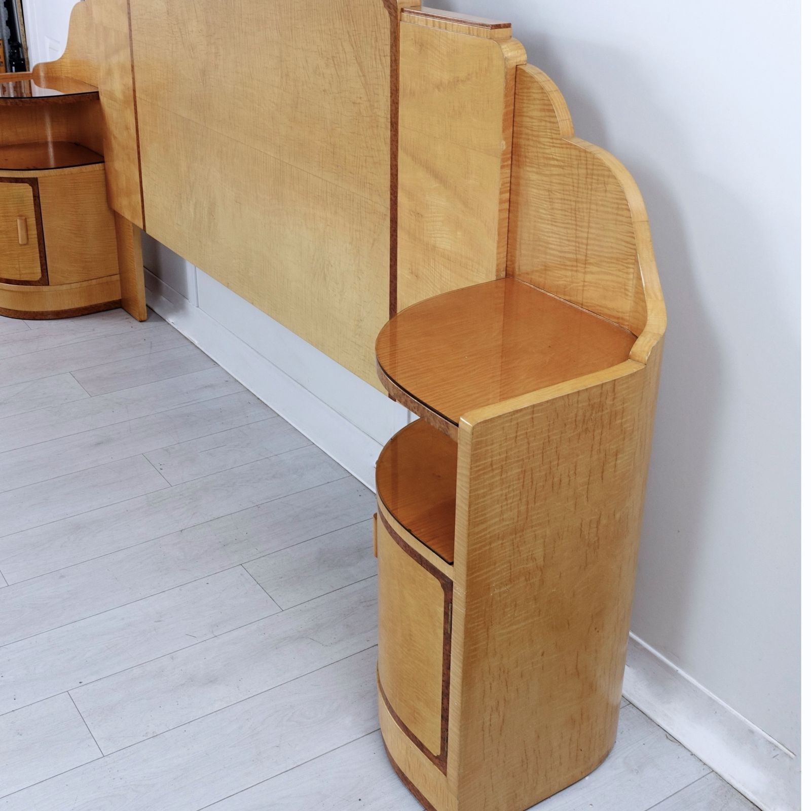 Art Deco Epstein Headboard & Bedside Cabinets C1930 photo vinterior