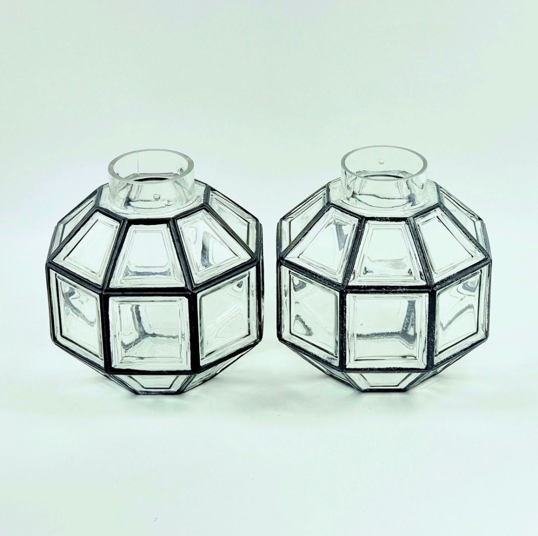 photo for sale 1 Of 2 Mid Century Glass & Brass Pendant Lights From Limburg, Germany, 1960s