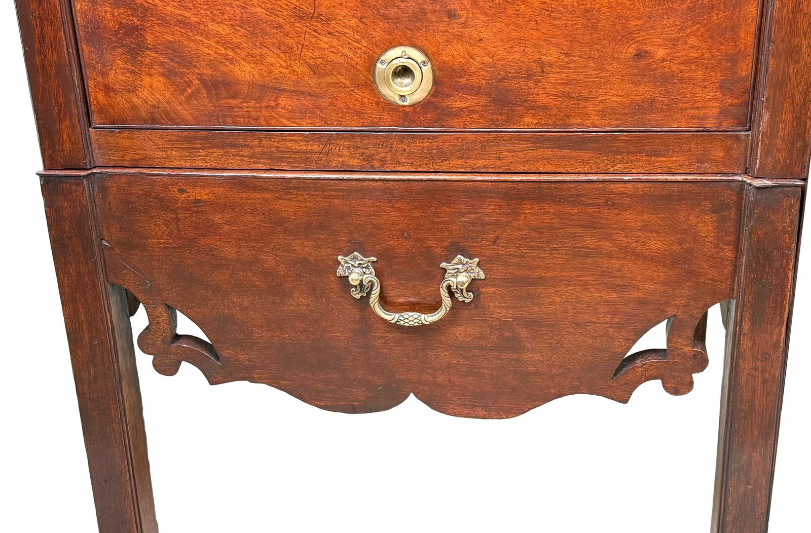 photo for sale Georgian 18th Century Matched Pair Of Mahogany Bedside Night Tables (England, Circa 1760)
