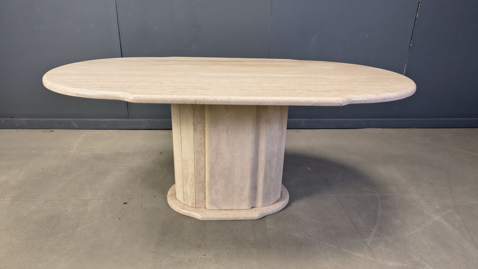 Vintage Oval Travertine Dining Table, 1970s