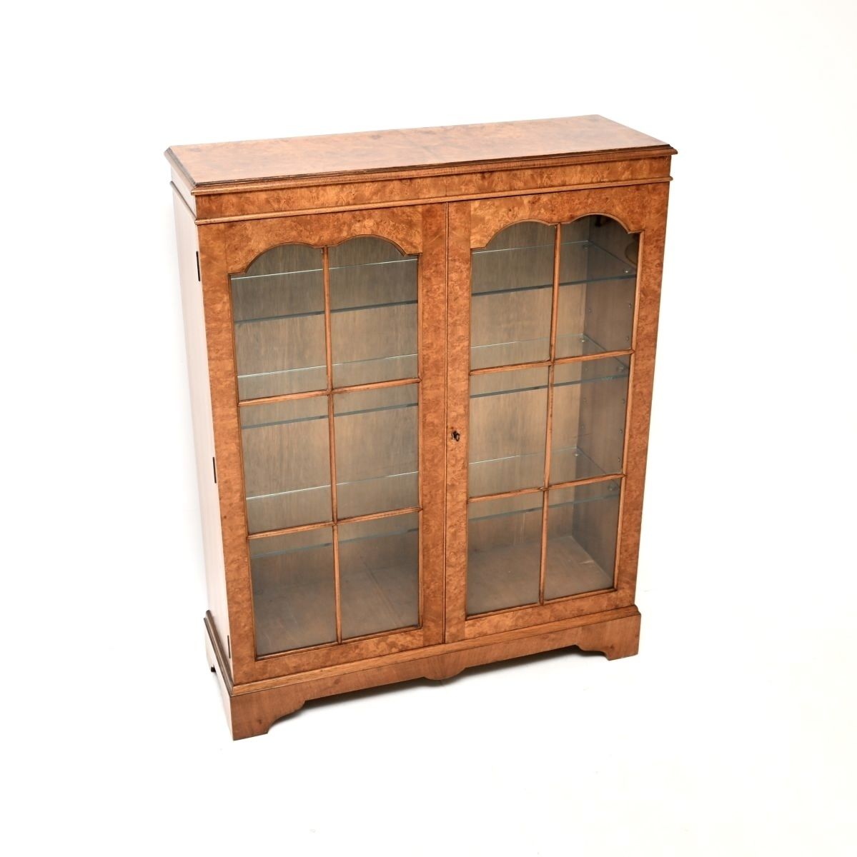 Antique Burr Walnut Bookcase, 1930s