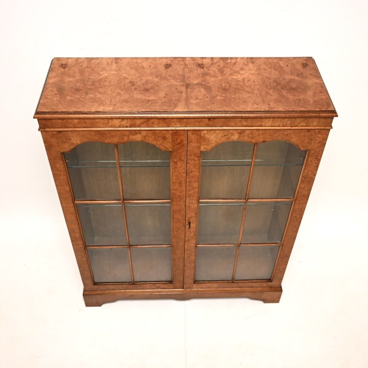 Antique Burr Walnut Bookcase, 1930s photo for sale