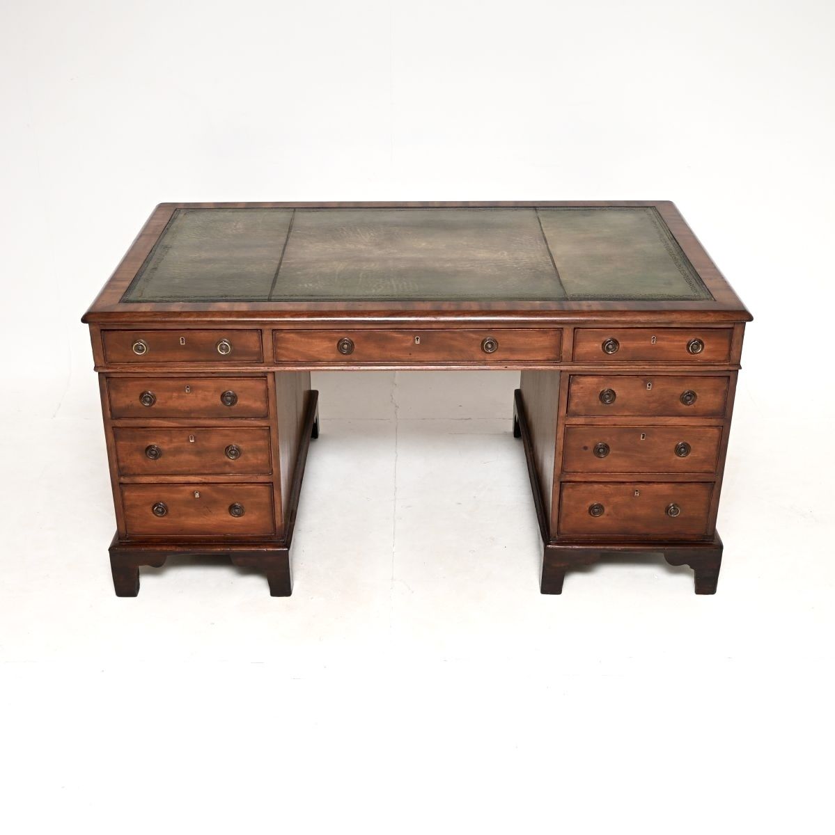Antique Georgian Period Mahogany Leather Top Partners Desk photo furniture