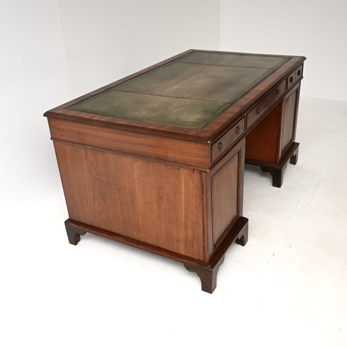 Furniture Antique Georgian Period Mahogany Leather Top Partners Desk photo
