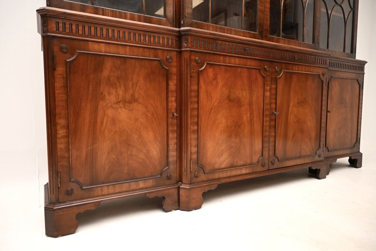 Antique Georgian Style Mahogany Breakfront Bookcase photo for sale
