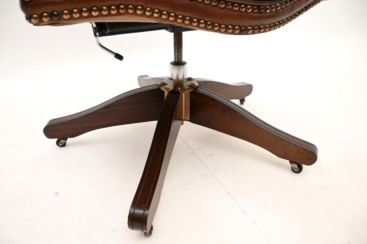 photo for sale Antique Leather And Mahogany Swivel Captains Desk Chair