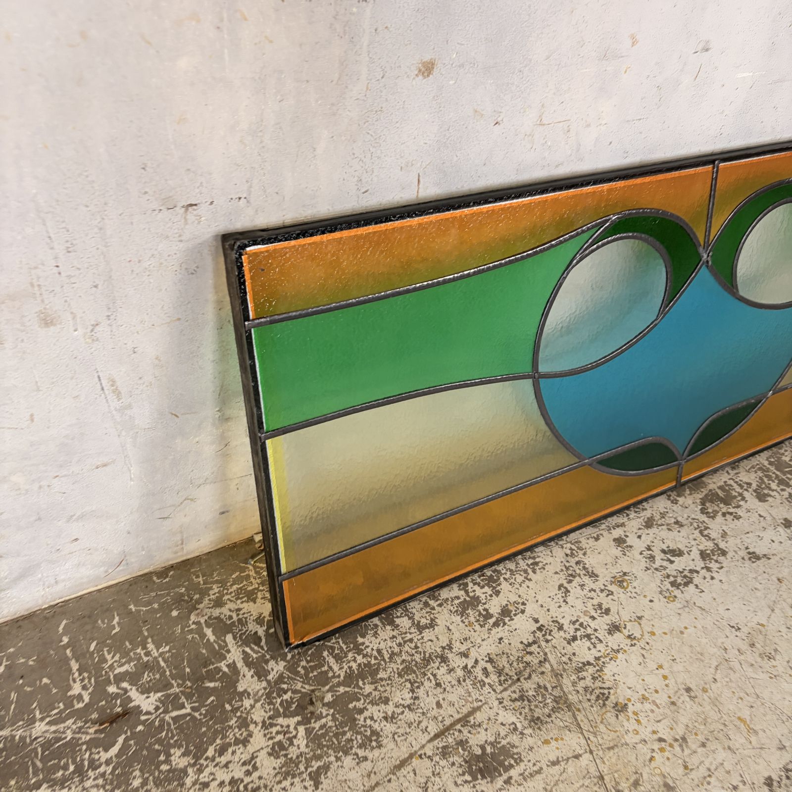 1950s Abstract Stained Glass Leaded Window Panel photo buy