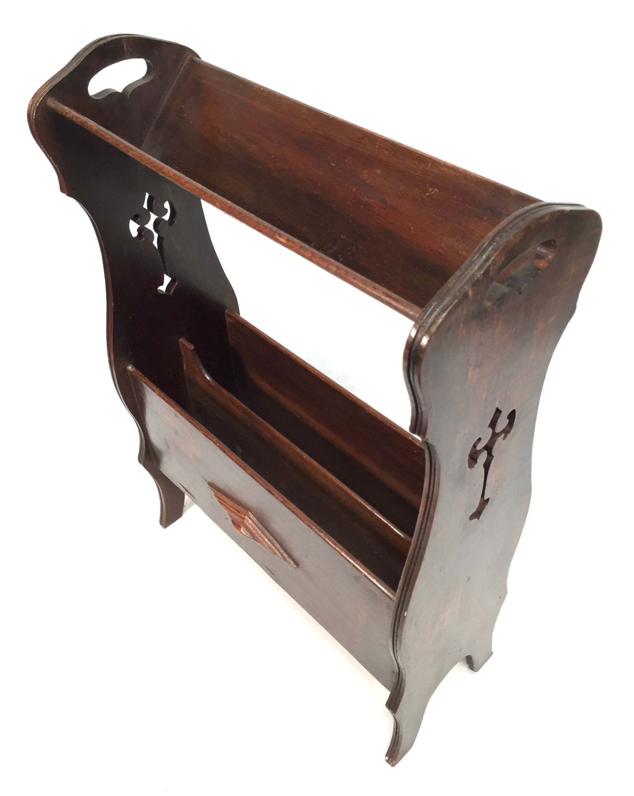 photo for sale Antique Edwardian Wooden Book Trough / Bookshelf / Magazine Rack / Shelf C.1900