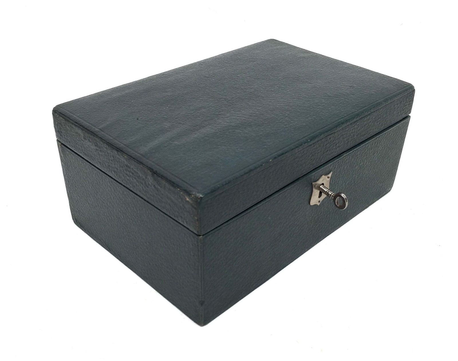 Antique Edwardian Leather Jewellery / Trinket Box With Key & Working Lock (C.1910) photo furniture