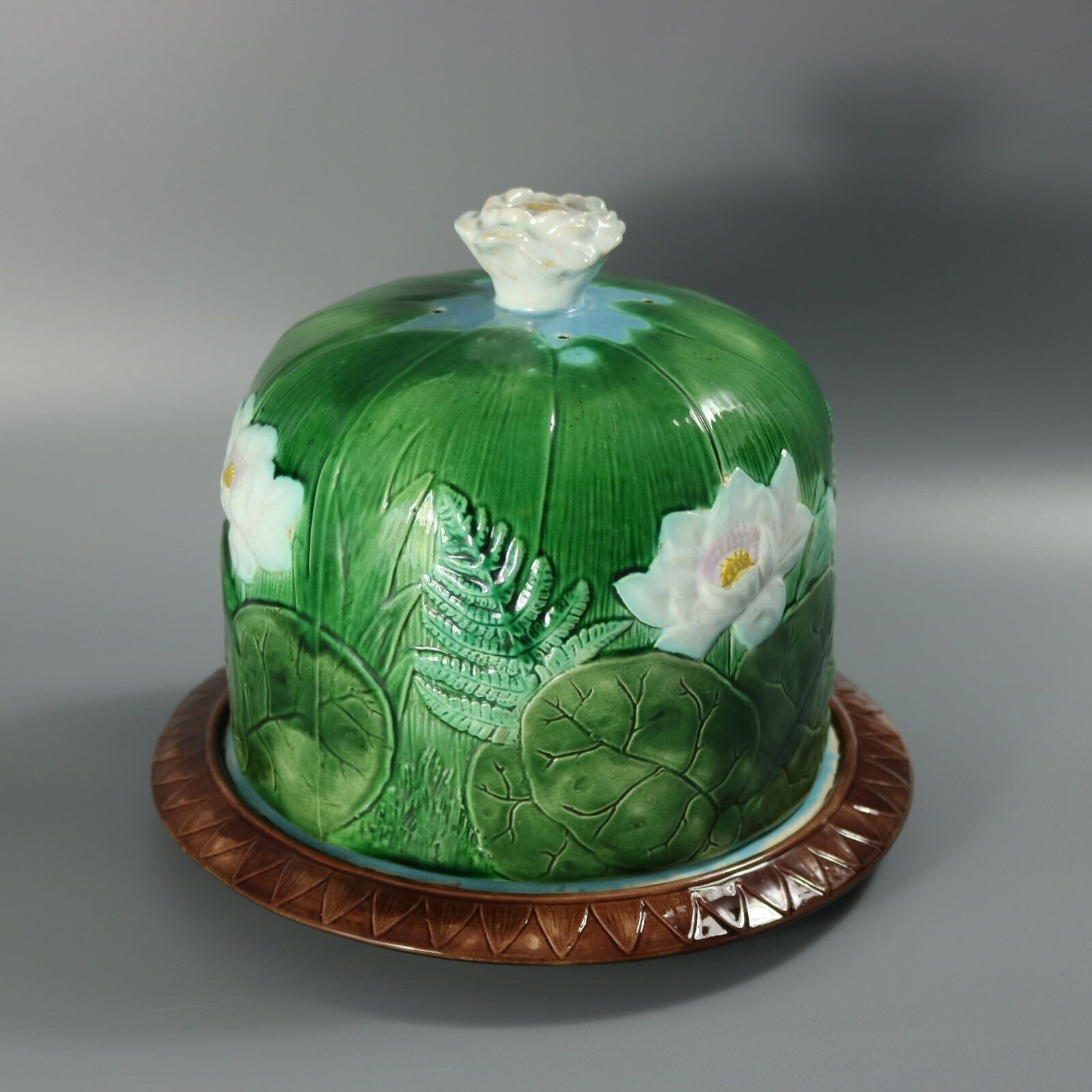 Holdcroft Majolica Pond Lily Cheese Dome And Stand photo furniture