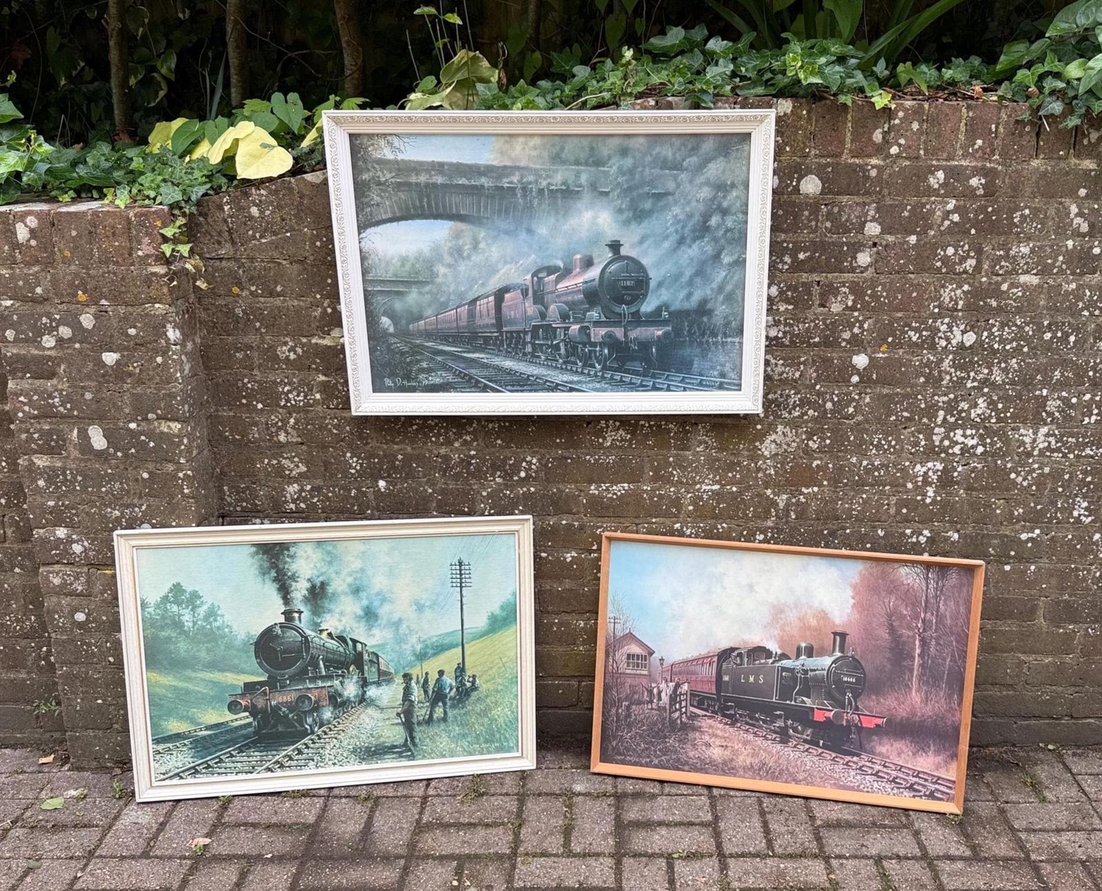 Retro Set Of Three Large Vintage Steam Train Railway Prints Framed   2 X Breckon And 1 X Hawkins