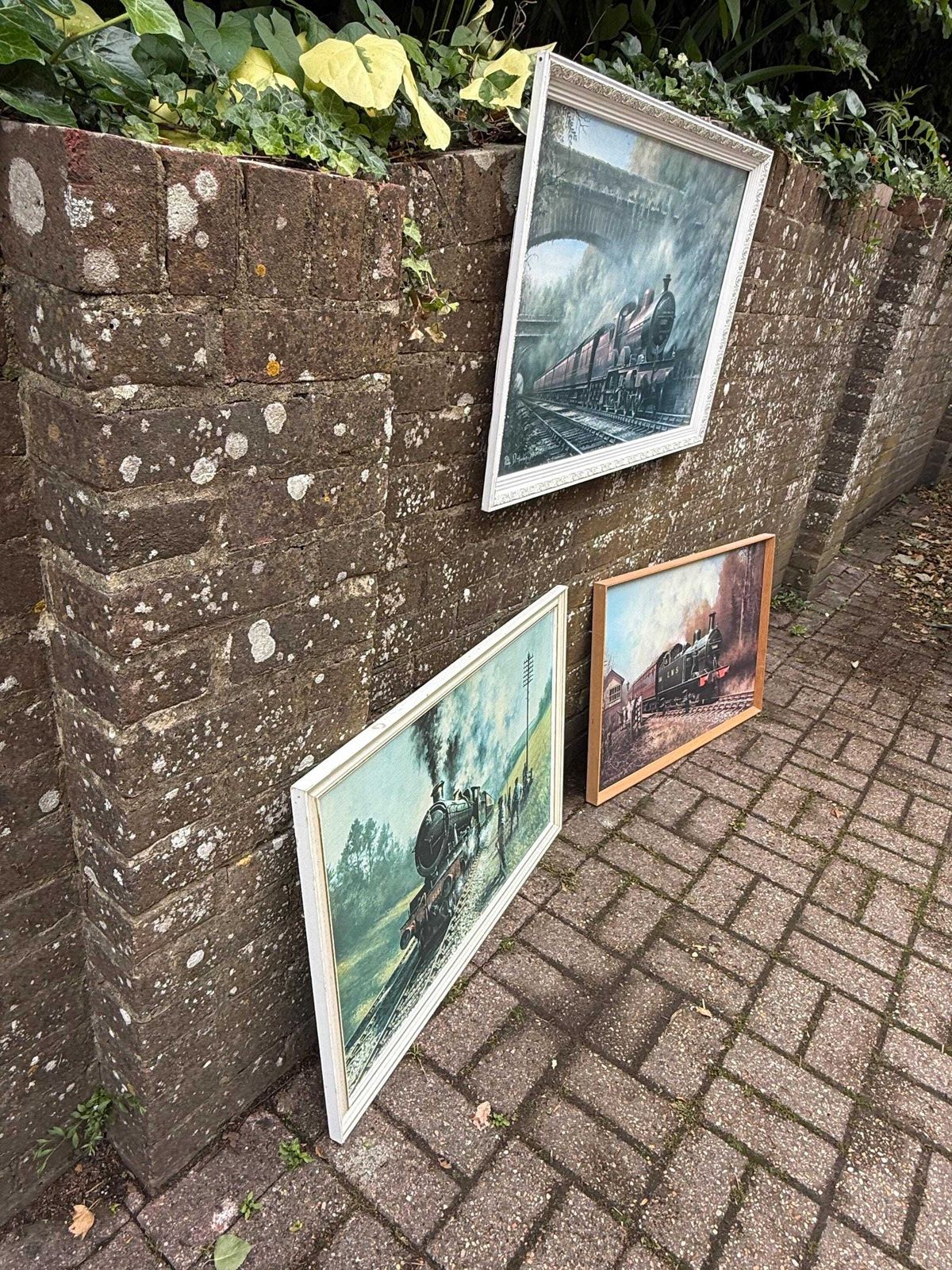 Retro Set Of Three Large Vintage Steam Train Railway Prints Framed   2 X Breckon And 1 X Hawkins photo vinterior