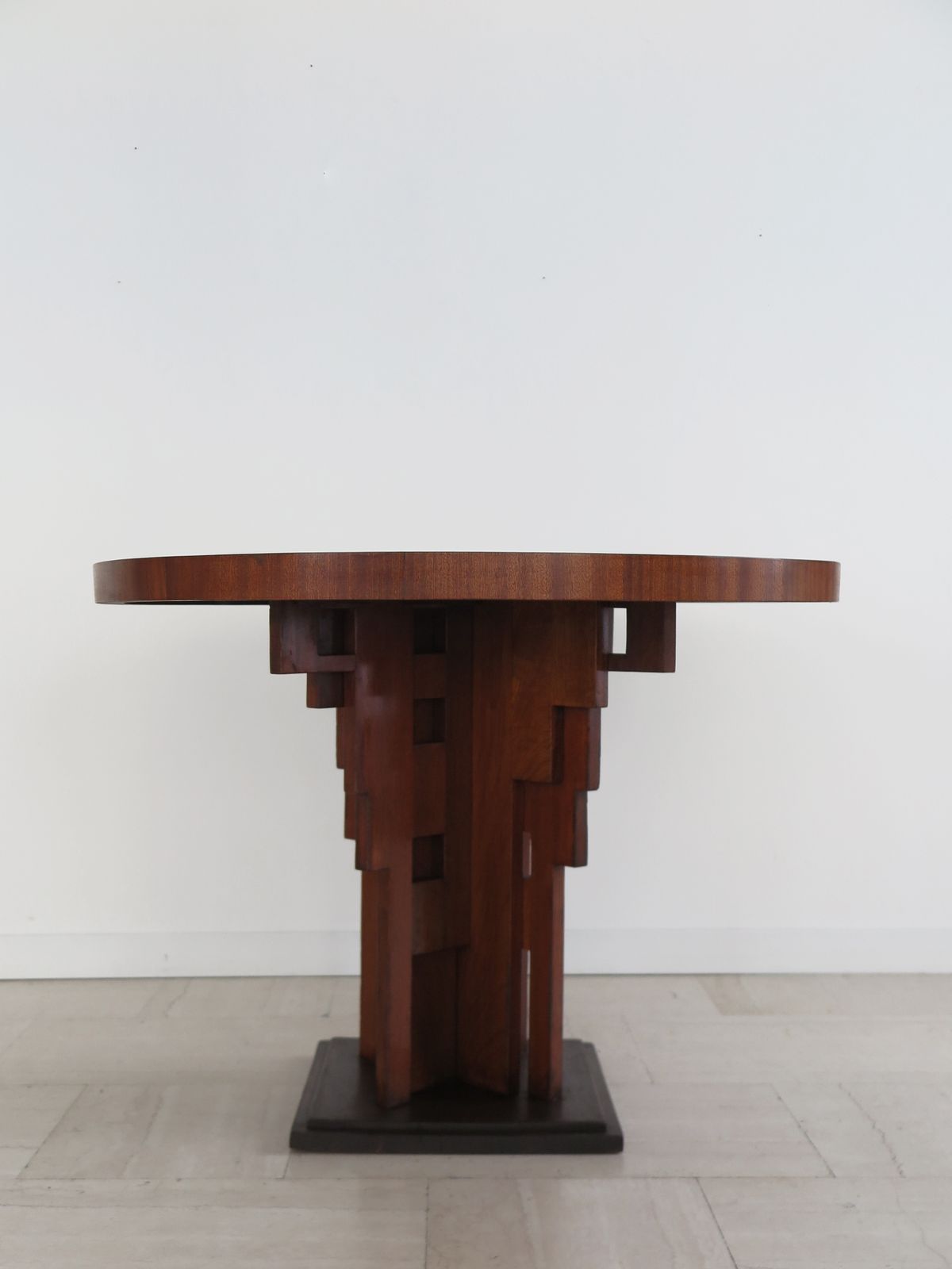 Couple Of  Burl Wood Tables Or Gueridon Art Decò With Sculptural Legs, Italy 1930s photo buy