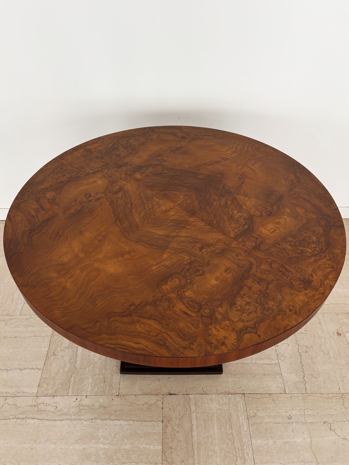 photo furniture Couple Of  Burl Wood Tables Or Gueridon Art Decò With Sculptural Legs, Italy 1930s