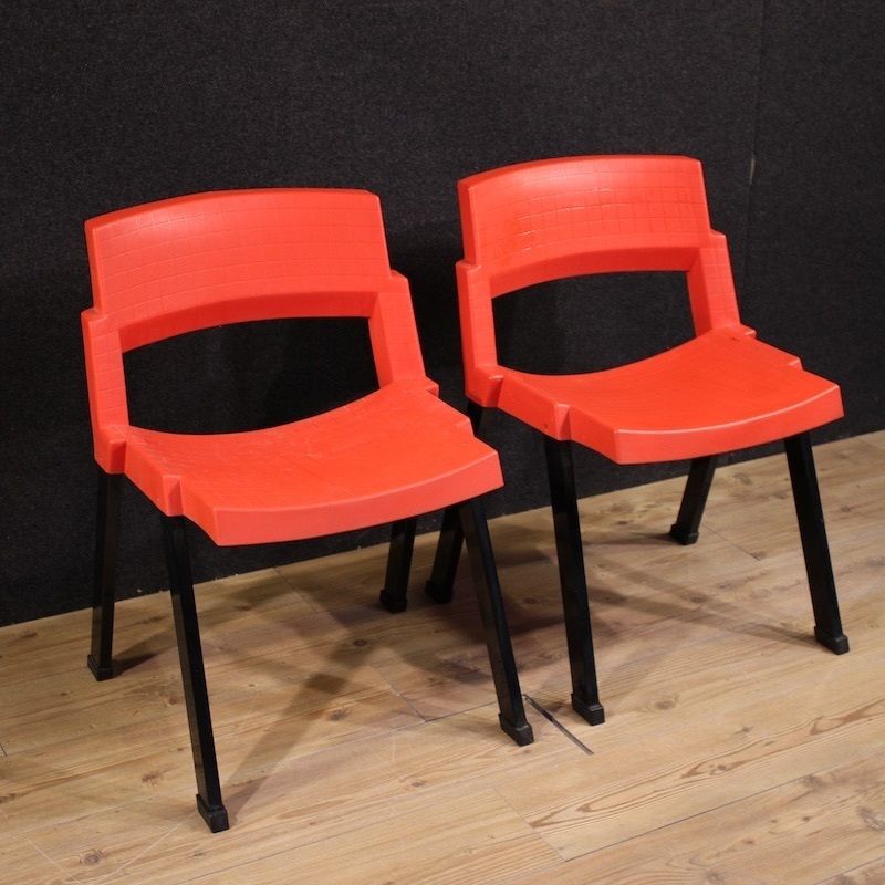 Paire de chaises City rouges par Lucci & Orlandini pour Lamm