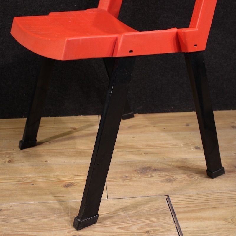 Pair Of Red City Chairs By Lucci & Orlandini For Lamm photo vintage