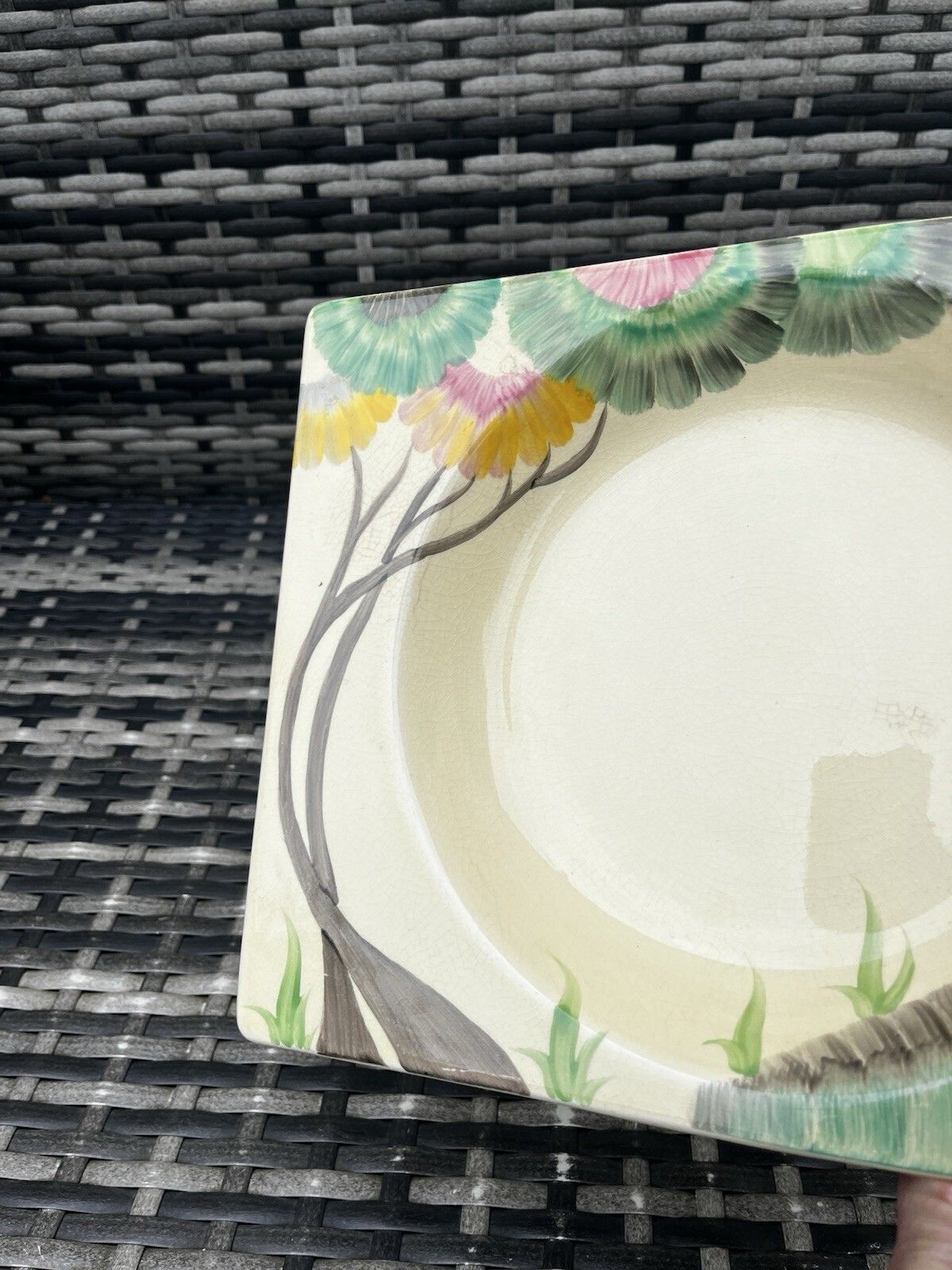 photo vintage C1934 Art Deco Clarice Cliff Pottery Aurea Pattern 10.75" Biarritz Plate Dish
