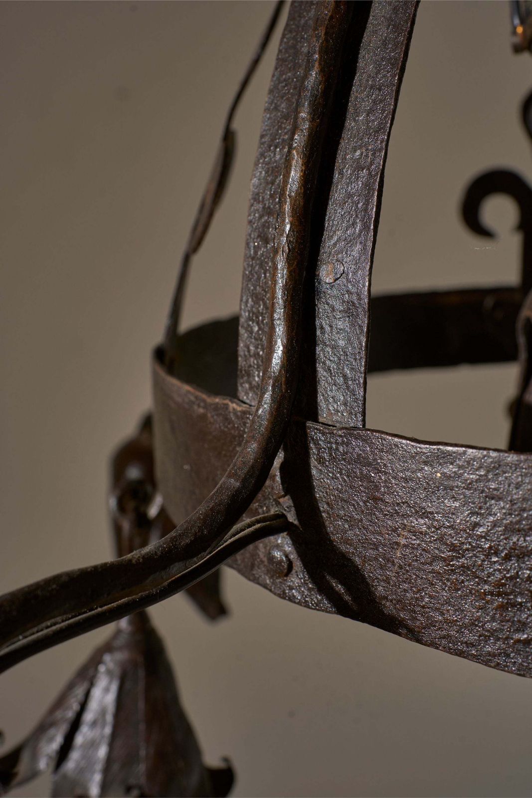 Early 20th Century Estate Made Blacksmith Hanging Light photo Lighting