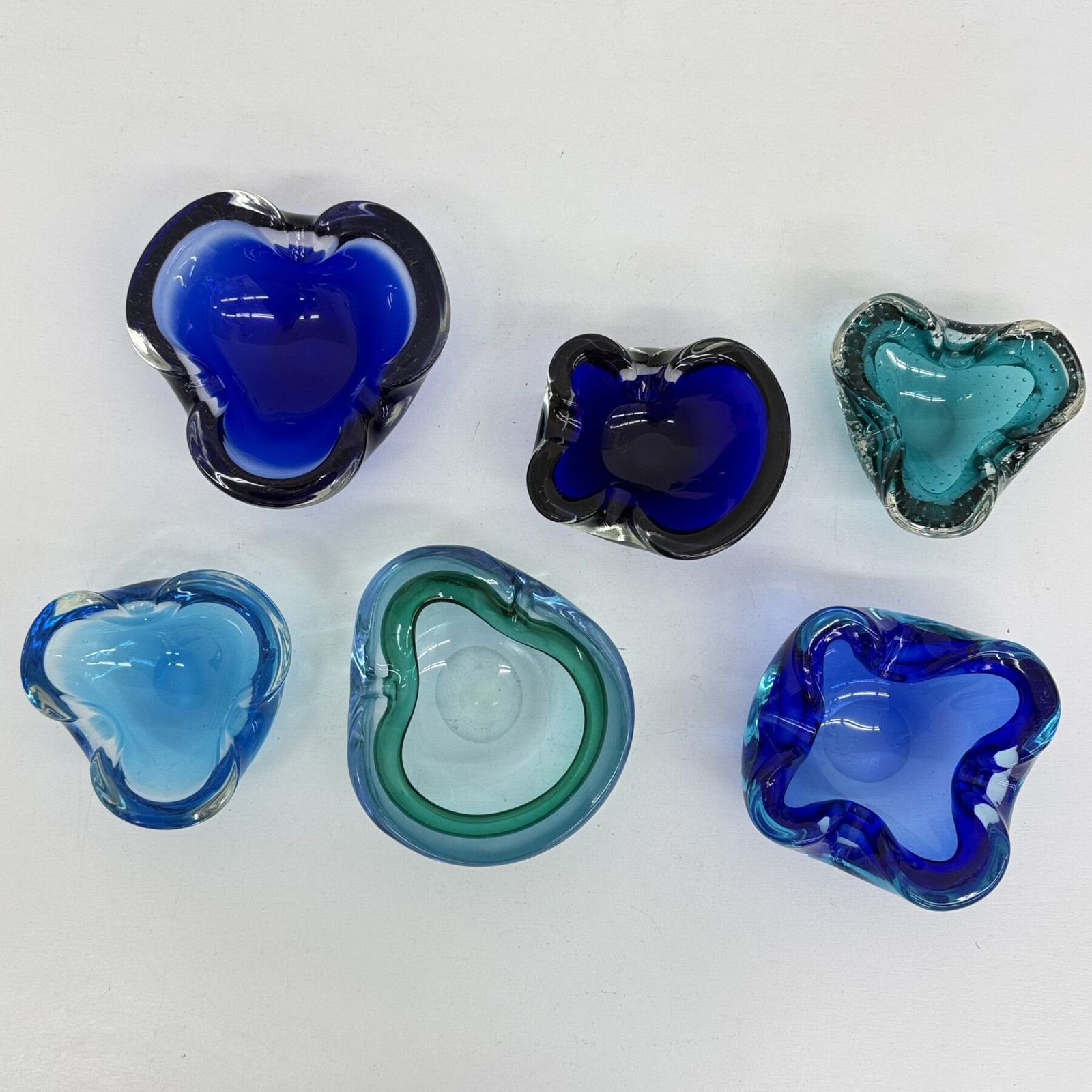 Mid-Century Design Set van 6 Blauwe Murano Glazen Schalen, jaren 1970 photo furniture