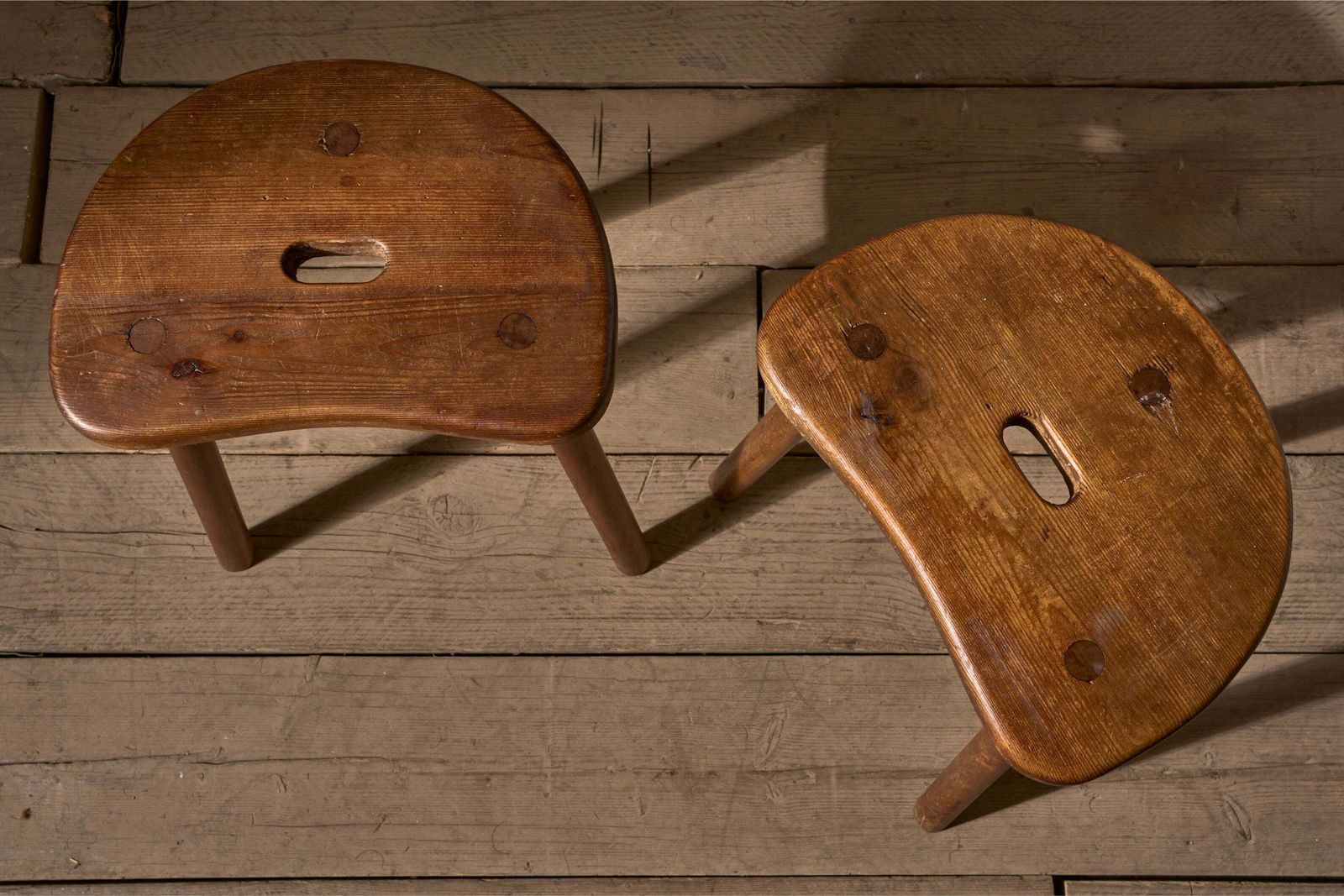 Pair Of 19th Century Pine Vernacular Stools photo for sale