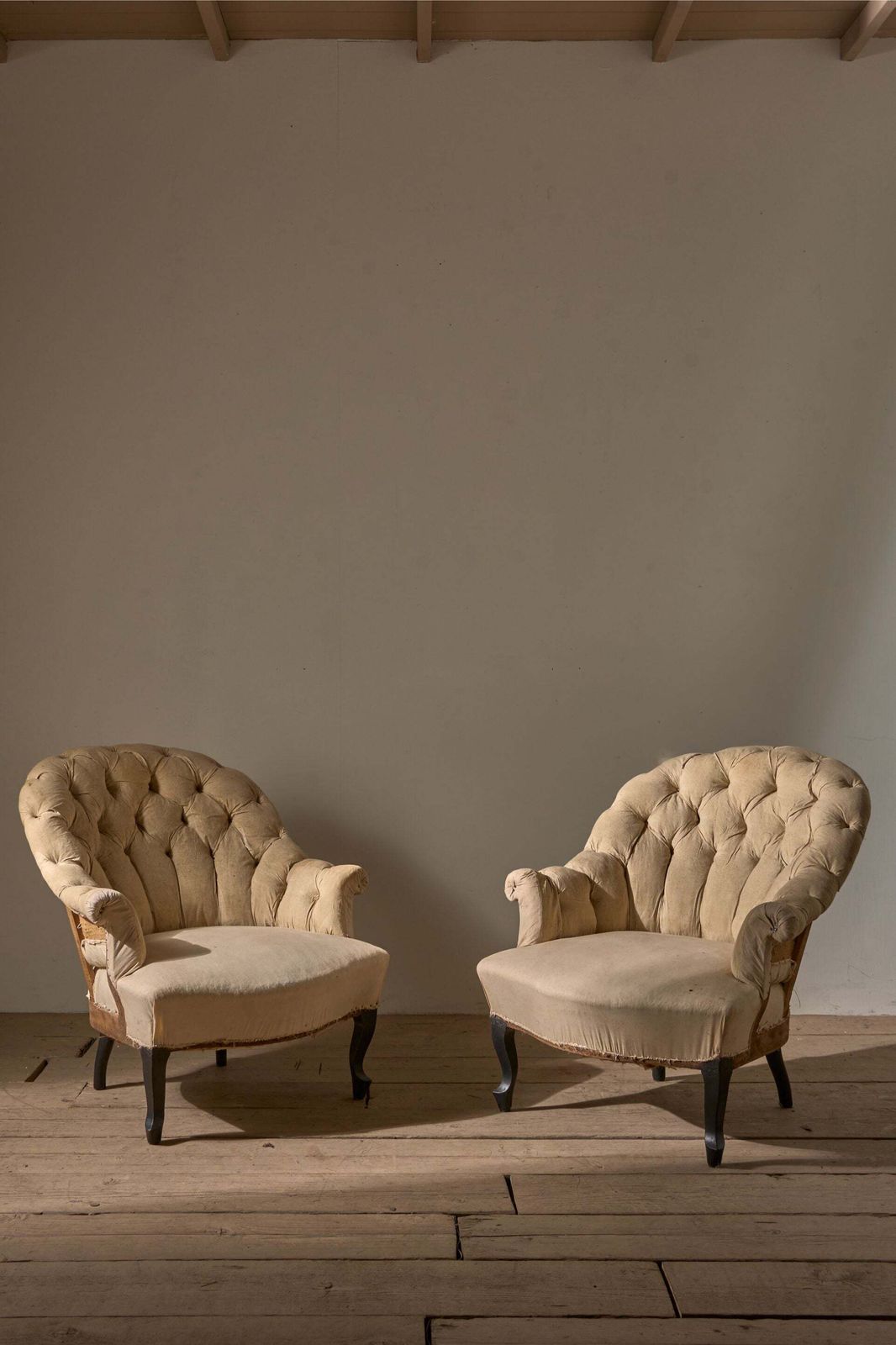 Pair Of Napoleon III Buttoned Tub Chairs